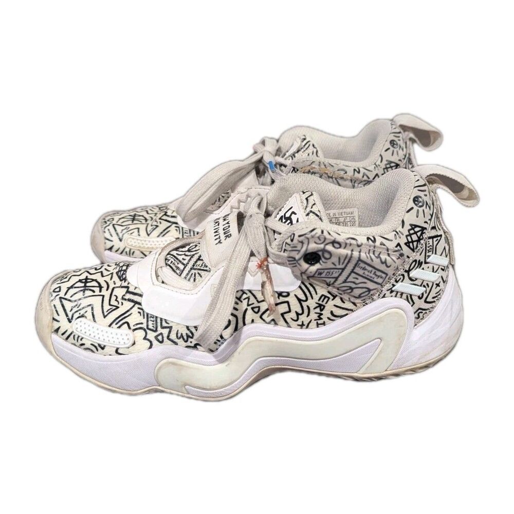 Adidas DON‎ Issue 3 GCA Basketball Shoes Sneakers Mitchell White Boys Sz 4y